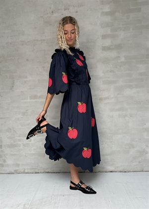 Embroidered cotton midi kjole Navy Stella Nova 